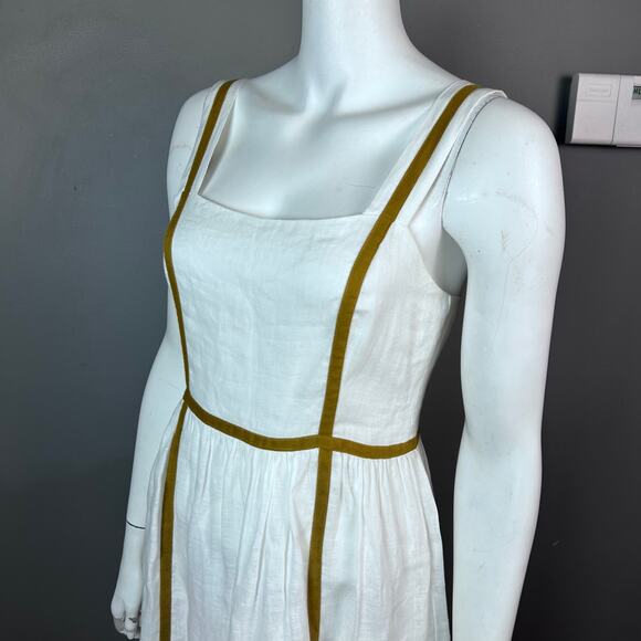 Sancia Revolve dress XS linen white Arcais Apron minimalist old money retro - Picture 3 of 12